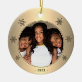 Foto van Festive Golden Metallic Snowflake Keramisch Ornament (Voorkant)