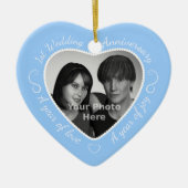 Foto van First Wedding Jubileum: Light Blue Keramisch Ornament (Voorkant)