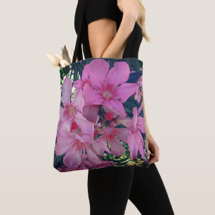 Foto van flankerend roze Oleander Blooms Floral Draagtas