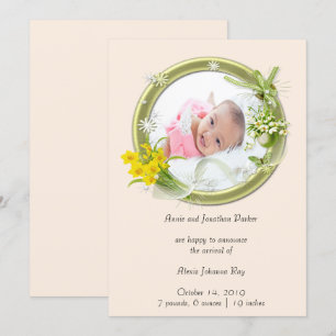 Foto van Floral Newborn Birth Announement Kaart