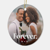 Foto van Forever Overlay Personalized Couples Keramisch Ornament (Links)