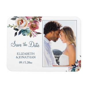 Foto van Formele Stusty Blue Wine Burgundy Floral Magneet