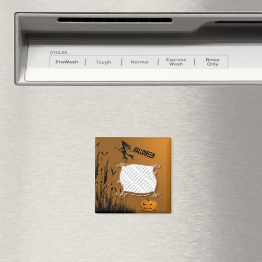 Foto van Frame, Witch, Jack o' Lantern Magnet Magneet (Insitu (Vaatwasser))