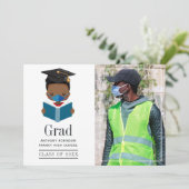 Foto van Fun Covid-19 African American Boy Afstude Aankondiging (Staand voorkant)