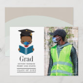 Foto van Fun Covid-19 African American Boy Afstude Aankondiging (Voorkant / Achterkant)