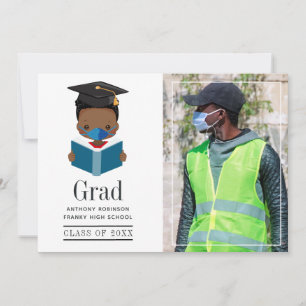 Foto van Fun Covid-19 African American Boy Afstude Aankondiging