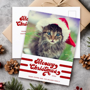 Foto van Fun Modern Meowy Kerstmis Briefkaart