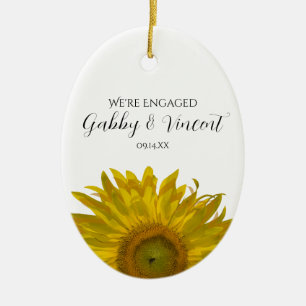 Foto van Geel Zonnebloem Verloving Keramisch Ornament