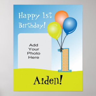 Foto van gekleurde ballonnen Foto van het kind van Poster