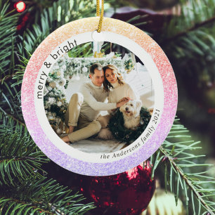 Foto van Glitter Colorful Merrie en helderheid Keramisch Ornament