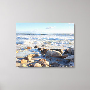 Foto van golven aan de Atlantische Oceaan kust Canvas Afdruk