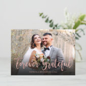 Foto van Grateful Elegant Weddenschap Bedankt Kaart (Staand voorkant)