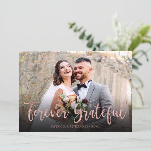 Foto van Grateful Elegant Weddenschap Bedankt Kaart (Staand voorkant)
