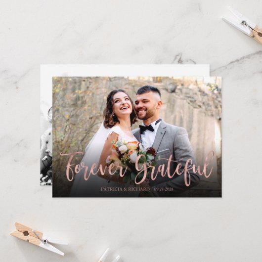 Foto van Grateful Elegant Weddenschap Bedankt Kaart (Voorkant / Achterkant in situ)