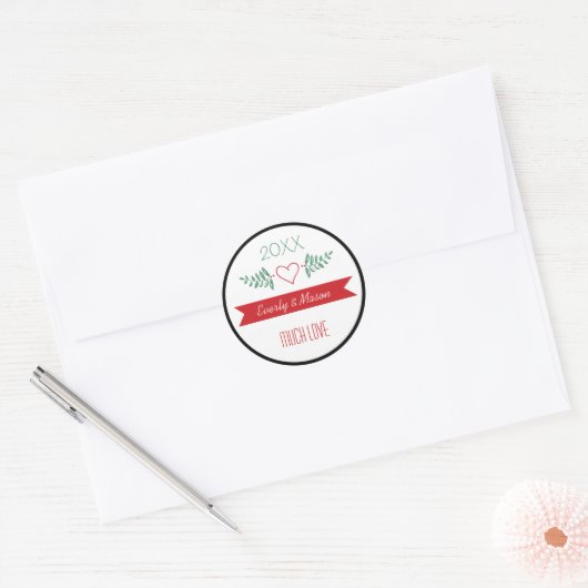 Foto van Green Kerstfeestay Ronde Sticker (Envelop)