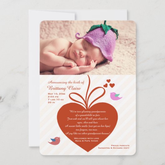 Foto van grootouders - Aankondiging van geboorte (Voorkant)