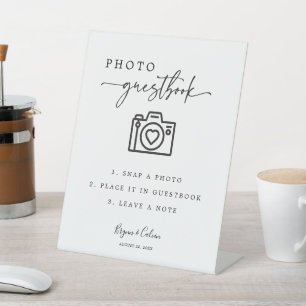 Foto van Guestbook Sign Minimal Wedding Acryli613 Reclamebord Met Voetstuk
