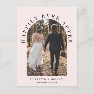 Foto van 'Happily Ever After'-boog op trouwrecepti Aankondigingskaart