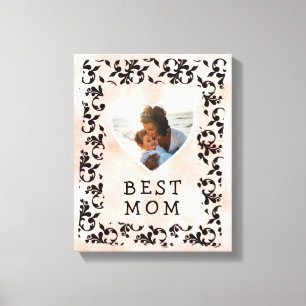 Foto van Heart Rococo Waterverf Moederdag Canvas Afdruk
