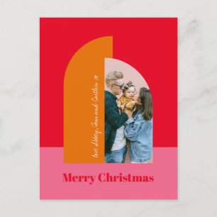 Foto van Helderkleurige roze kerst Feestdagenkaart