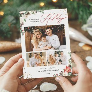 Foto van het Botanische Floral van de Wintersport Feestdagenkaart