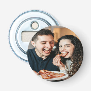 Foto van het eten van bacon aanpassen personaliser button flesopener