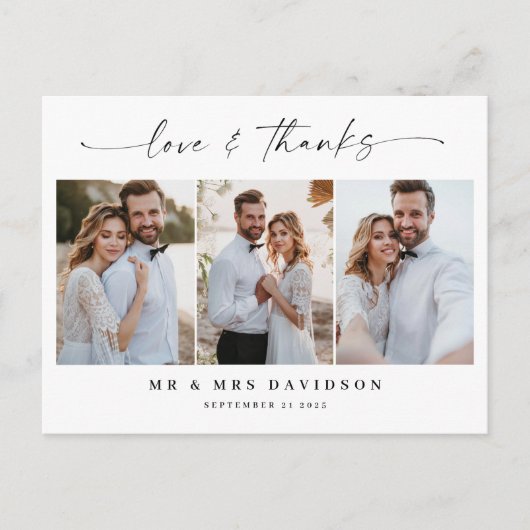 Foto van het handgeschreven script Love and Bedank Briefkaart (Voorkant)