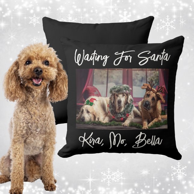 Foto van het hondenliefhebber Kerstmis Kussen (Dog Lover's Photo Christmas Throw Pillow)
