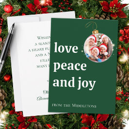 Foto van het kerstgezin Love Peace Joy Holiday Kaa Feestdagenkaart