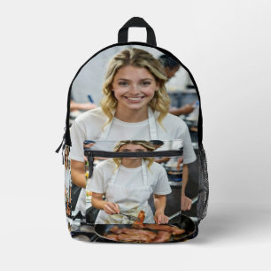 Foto van het koken van bacon aanpassen bedrukte rugzak