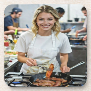 Foto van het koken van spek aanpassen bier onderzetter