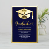 Foto van het moderne afstuderen van de marine folie uitnodiging (Staand Voorkant)