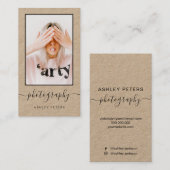 Foto van het moderne zwarte Kraft-script voor foto Visitekaartje (Voorkant / Achterkant)