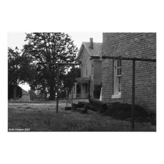 Foto van het Oude Huis Zwart-wit Afdruk