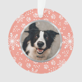 Foto van het roze snowflake Paw Pattern Pet Ornament