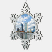 Foto van het stadsgezicht van Jacksonville, Florid Tin Sneeuwvlok Ornament (Rechts)