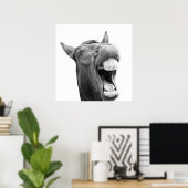 Foto van het zwarte en witte grappige paard poster (Thuiskantoor)