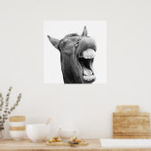 Foto van het zwarte en witte grappige paard poster (Keuken)