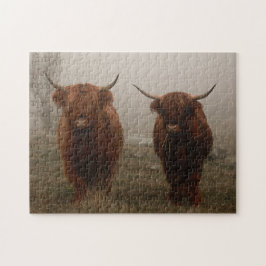 Foto van Highland Cattle Fog Legpuzzel