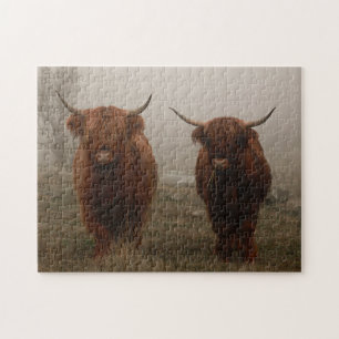 Foto van Highland Cattle Fog Legpuzzel