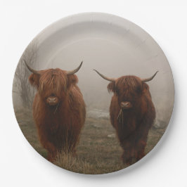 Foto van Highland Cattle Fog Papieren Bordje