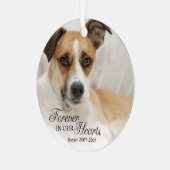 Foto van hond voor altijd in onze harten metalen ornament (Voorkant links)