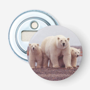 Foto van ijsbeerfamilie button flesopener