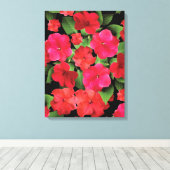 Foto van Impatiens Flowers Canvas Afdruk (Insitu (Houten vloer))