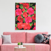 Foto van Impatiens Flowers Canvas Afdruk (Insitu (Woonkamer))