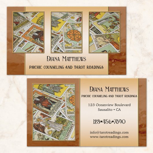 Foto van intuïtieve eiserige Tarot Reader Visitekaartje