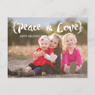 Foto van Ivory Elegant Sketted Peace & Love Holida Feestdagenkaart