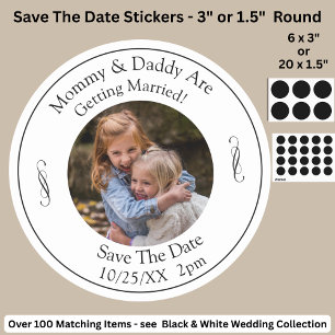Foto van je kinderen, mama en papa die trouwen   ronde sticker