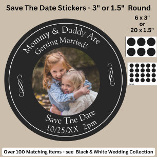 Foto van je kinderen terwijl mama en papa trouwen  ronde sticker