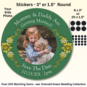 Foto van je kinderen terwijl mama en papa trouwen  ronde sticker